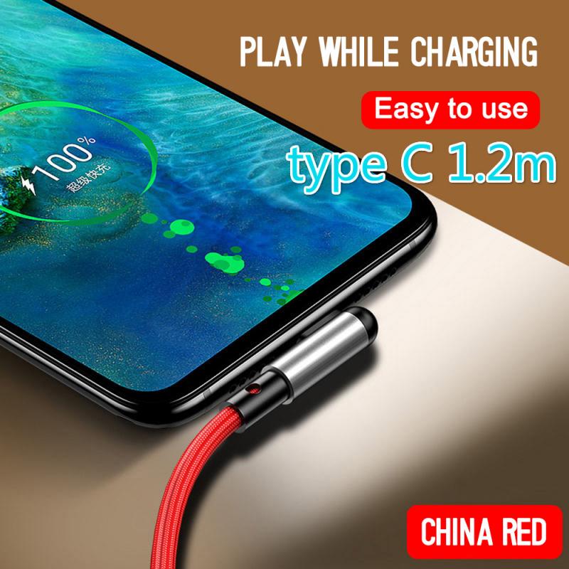 Câble Micro USB 5A de Type C, coudé à 90 degrés, charge Super rapide, pour Huawei P40 Mate 30 Pro Samsung S7 Xiaomi Redmi: TypeC Red