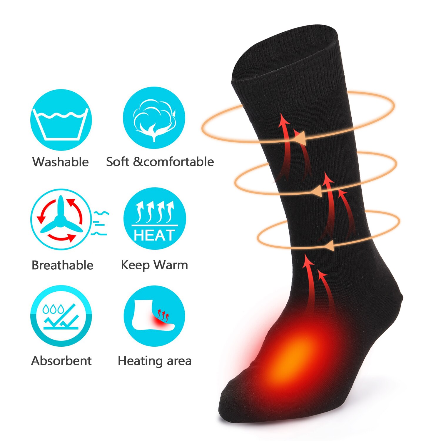 Chaussettes chauffantes électriques en coton thermique chaussettes de chaleur par temps froid chaussettes de Ski de Sport chauffe-pieds d'hiver chaussette chauffante électrique hommes femmes