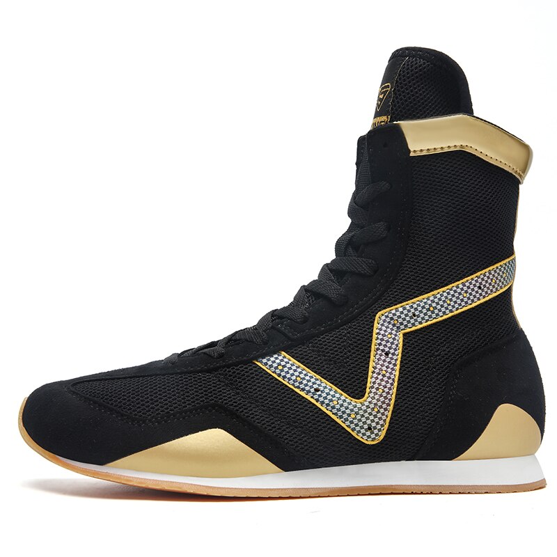 Boxing Shoes Men Gold Boxing Wears for Men Size 39-45 Red Flighting Footwears Men Wrestling Sneakers: Gold / 8.5