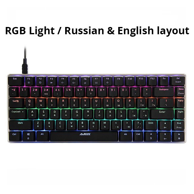 Ajazz Ak33 Mechanische Spel Toetsenbord Bedraad Russisch/Engels Layout Rgb Kleur Backlight 82 Key Conflict Gratis Computer Notebook Me: Black RGB RU / bruin schakelaar