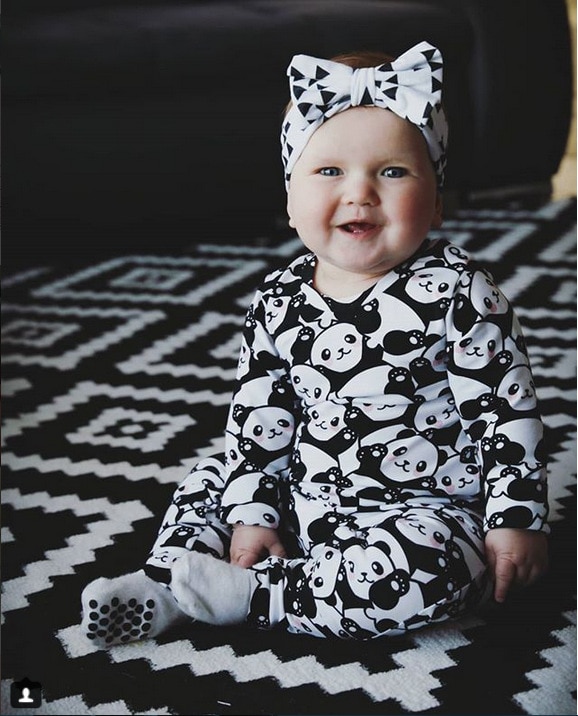 Familie matchende tøj outfit sæt kvinder mor datter søn baby børn panda pyjamas nattøj pyjamas sødt sødt nattøj