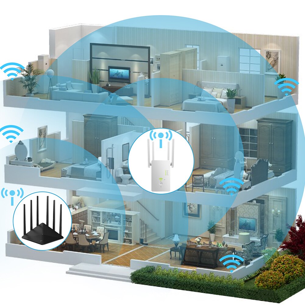 1200Mbps Dual Band Smart With Antenna Range Extender WIFI Repeater Wireless Router Home Office Amplifier 2.4GHz 5GHz ABS Network