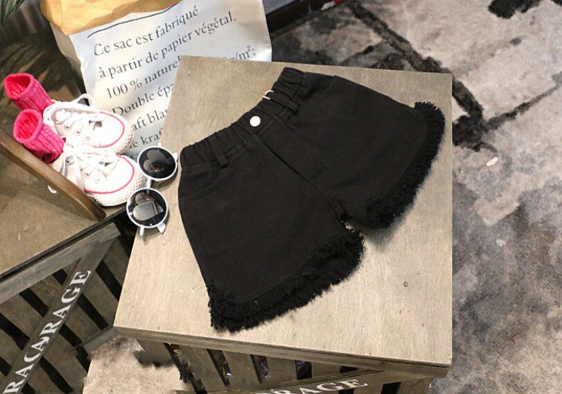 Nouveaux vêtements d'été pour les filles gland bébé fille Denim Shorts enfants jean pantalons enfants blanc noir