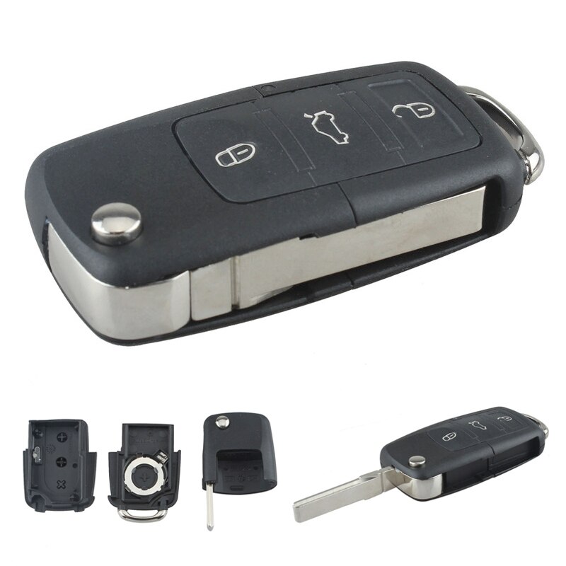 Zwart 3 Knoppen Smart Remote Car Key Case Auto Key Shell Vervanging Geen Chip Met Ongesneden Auto Flip Sleutel Voor volkswagen MK5
