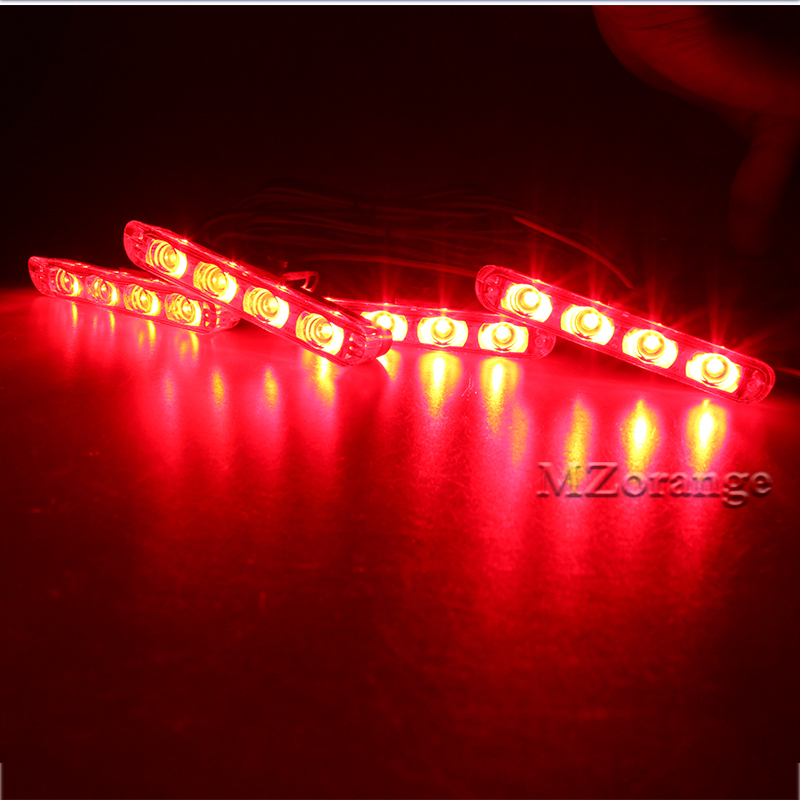 4x4 LED cc 12V luz estroboscópica de advertencia luz de policía intermitente luces de bomberos ambulancia blanco amarillo rojo azul CarTruck luz de día: Rojo