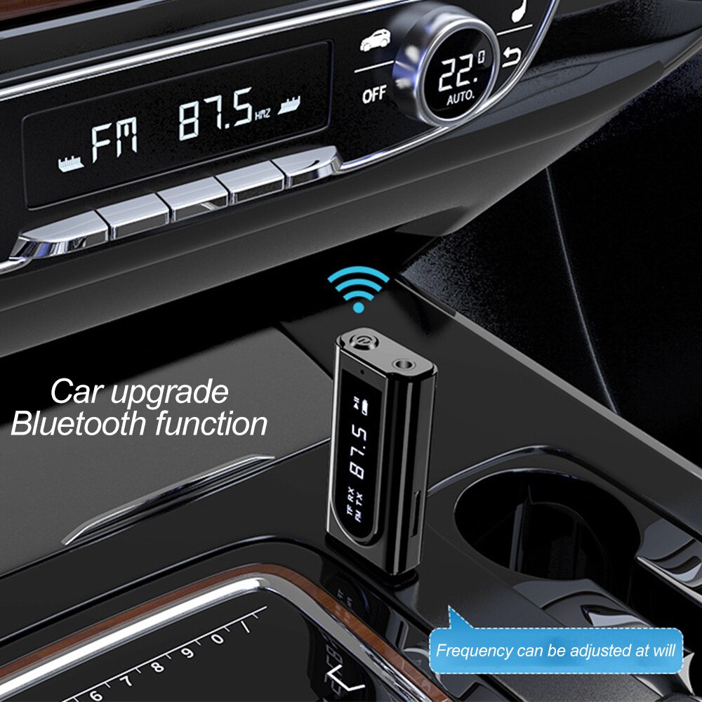 Usb Bluetooth Adapter Auto Fm Bluetooth 5.0 Ontvanger MP3 Speler Aux Audio Dual Output Stereo Zender Adapter Met Led Digitale
