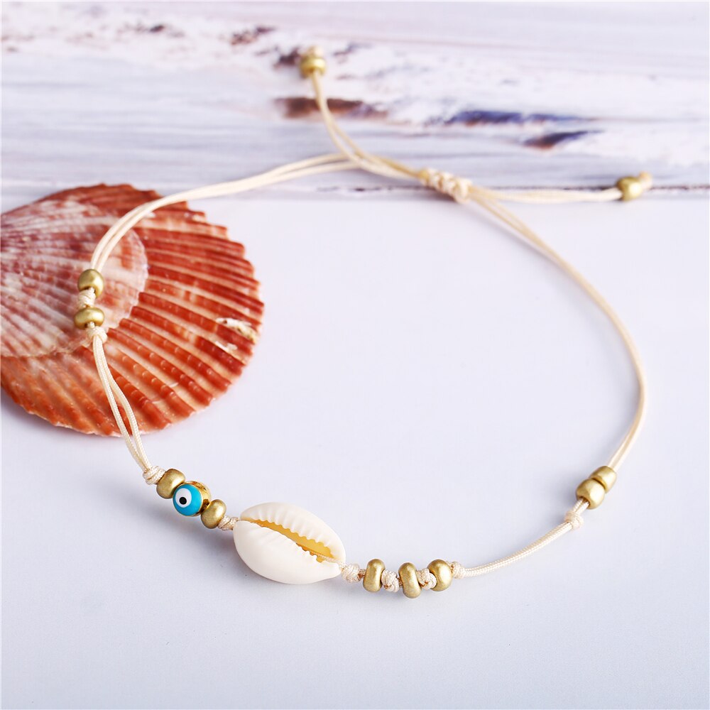 Vintage Boho Metalen Wit Seashell Beach Enkelbanden Voor Vrouwen Gold Enkelband Armbanden Op De Been Vrouwelijke Voet Sieraden Party