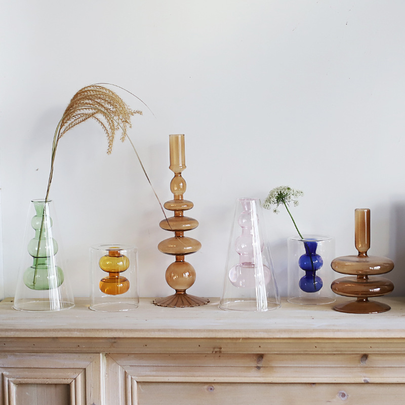 Vaas Moderne Home Decor Woonkamer Decoratie Terrarium Plant Bloem Pot Decoratie Transparante Kleur Art Dubbel Glas Vazen