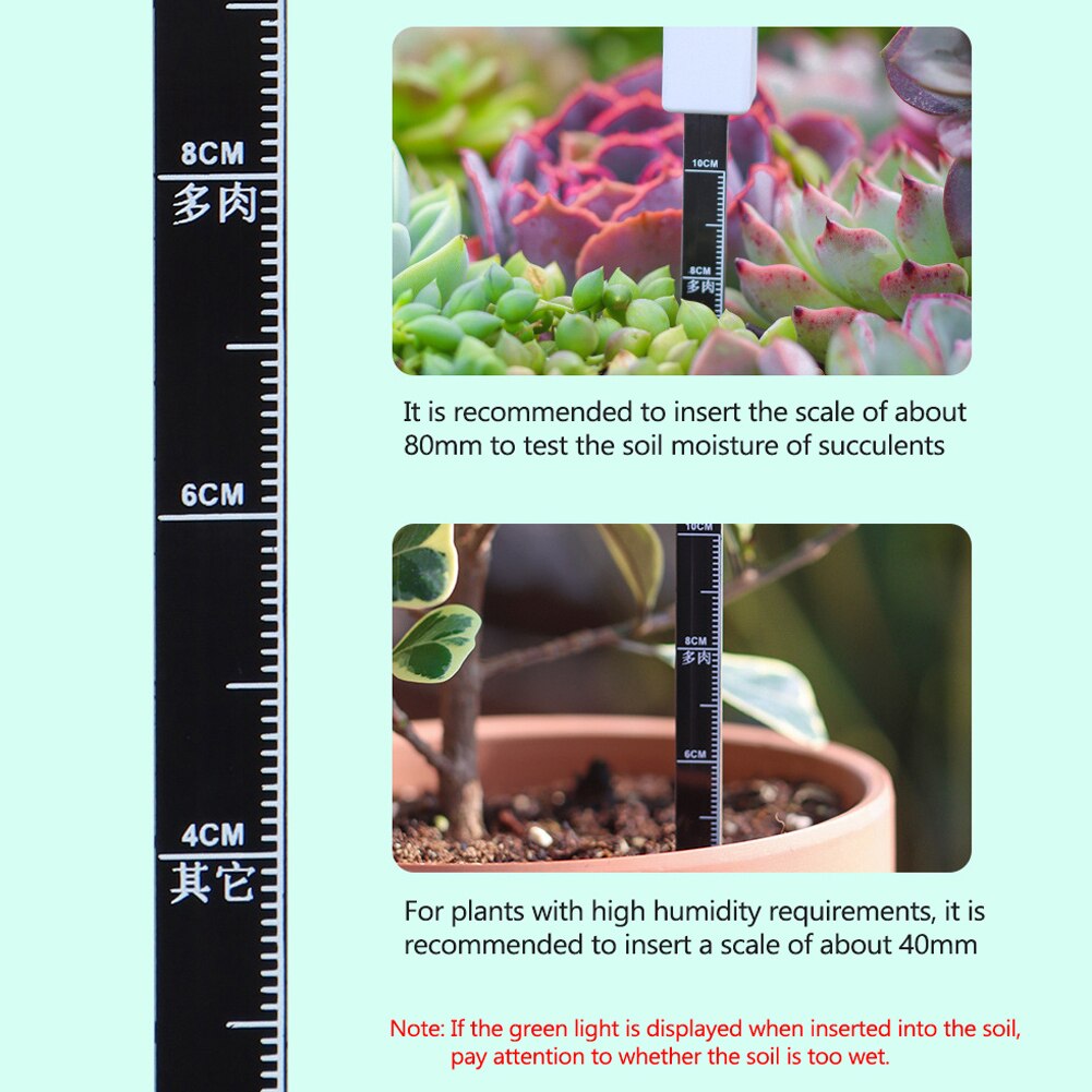 Medidor inteligente de humedad de suelo, Detector de humedad de suelo con función de luz rápida, recordatorio de falta de agua para plantas, flor de jardín