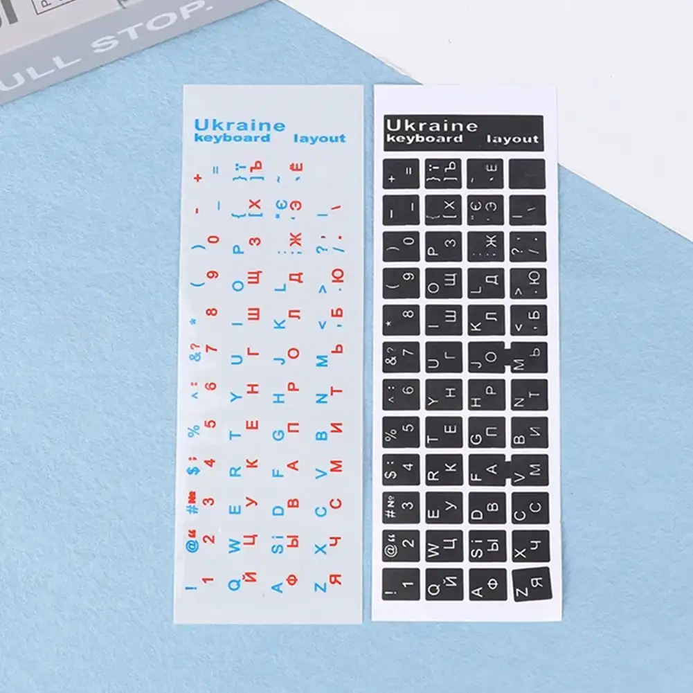 Naklejki na klawiaturę ukraińską czarne/przezroczyste tło białe/niebieskie czerwone litery język ukraińnarty robić uniwersalnych akcesoriów robić laptopów PC