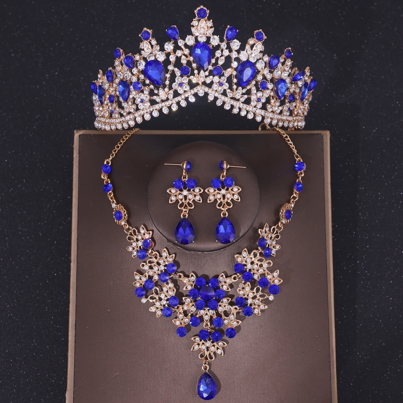 Ensemble de bijoux en cristal baroque pour patients, biscuits, diadème de Rh, diadème pour femmes, accessoires pour cheveux de mariage: Couleur or pur