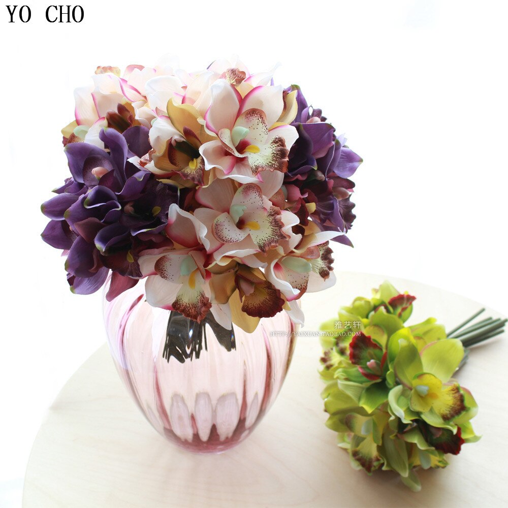 Yo Cho 7 Bloemhoofdjes/Stuk Kunstbloemen Goedkope Orchidee Decoratie Bloem Voor Huisdecoratie