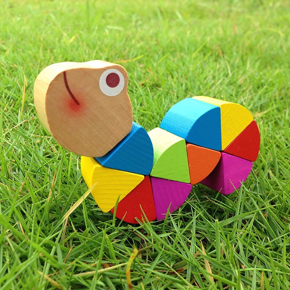 Baby Houten Speelgoed, Leuke Transformable Krokodil Rupsen Puzzel, Vinger Flexibele Training Intelligentie Educatief Speelgoed