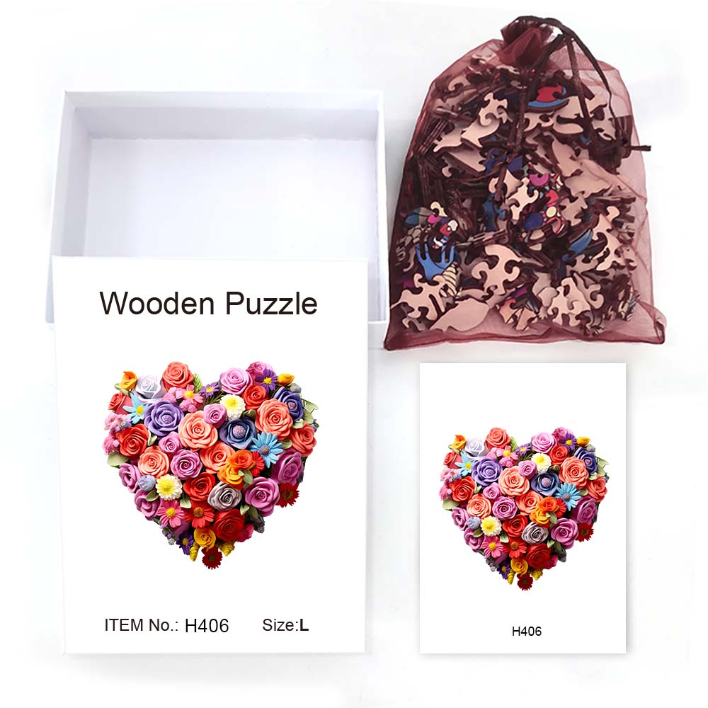 Wooden puzzle Valentine flower box exquisite Valentine's Day irregular animal shape puzzle adult decompression