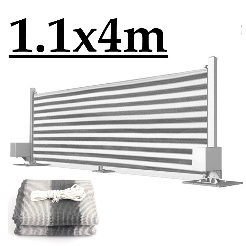 Grey Stripes Balcony Fence Screen Stair Rail Mesh Anti-UV Windproof Apartment Balcony Protection Terrace Shelter Privacy Net: 1.1x4m