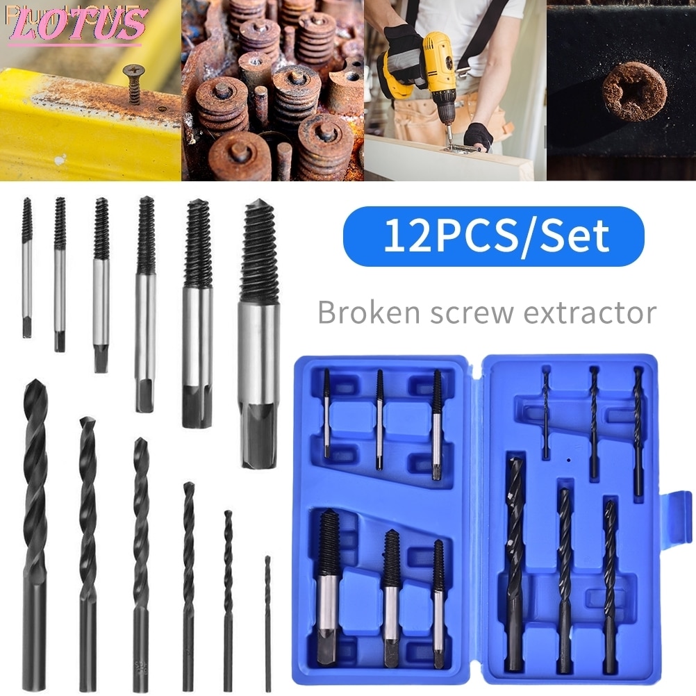 12PCS 19*10*4,5 cm Beschädigt Gebrochen Schraube Extractor Drill Bit Schraube Extractor Set Bolzen Entferner