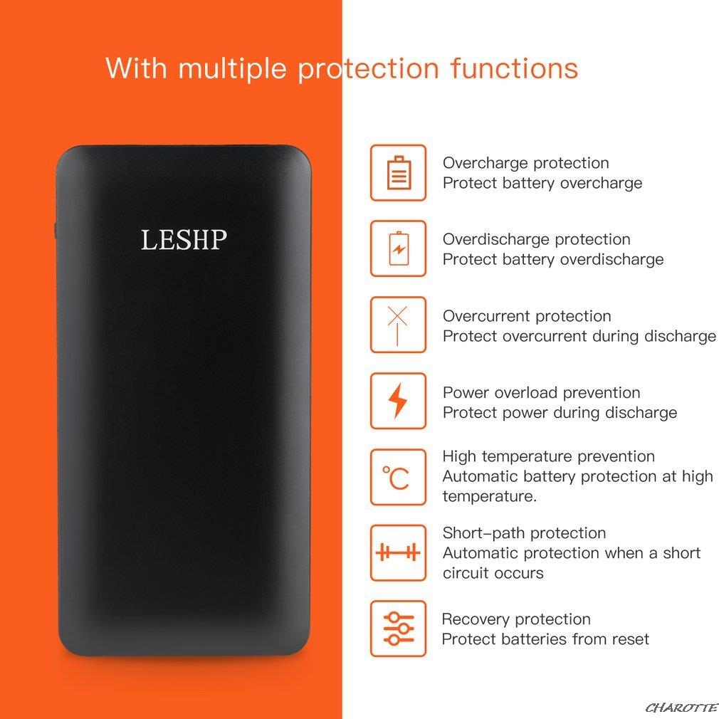 LESHP PowerBank Aluminum Alloy 3.7V 10000MA 37Wh Universal Portable External Battery Pack Compact Ultra-slim Easy To Carry