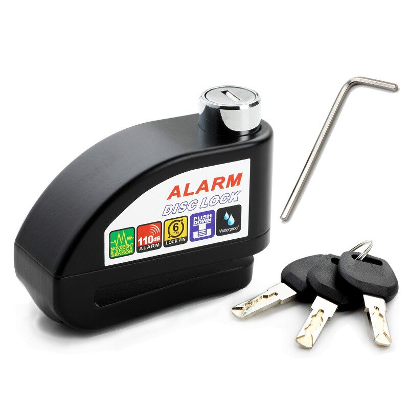 CARCHET impermeable moto rcycle alarma cerradura de bloqueo de seguridad anti-robo de bloqueo moto freno de disco de cerradura + 3 Llaves + Destornillador hexagonal: Black