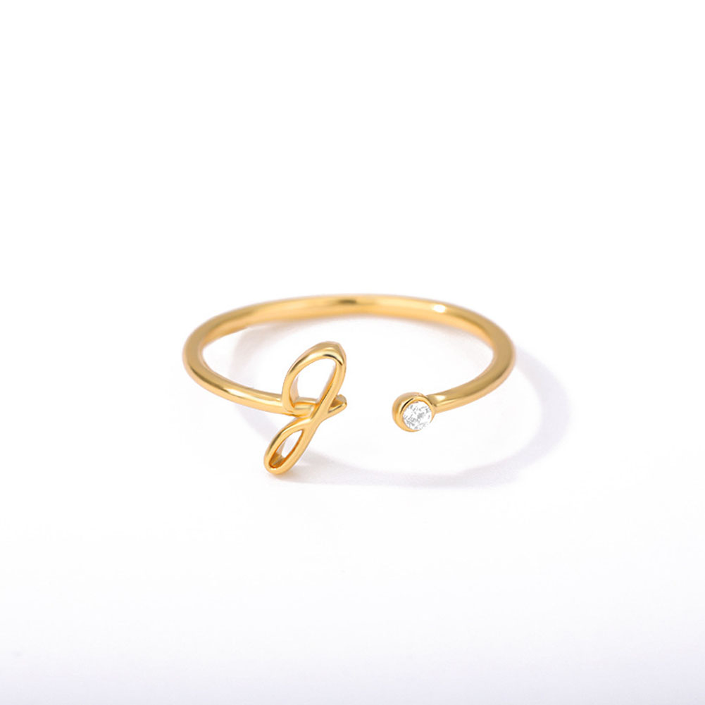 Rvs A-J 10 Brieven Ringen Voor Vrouwen Tiny Wedding Ring Alfabet Crystal Initial Ringen Vinger Sieraden Accessoires: 7
