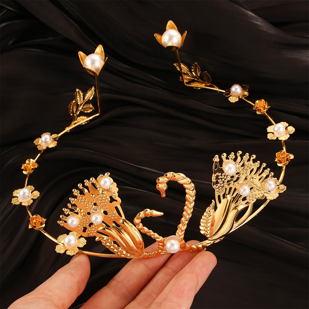 Vintage hovedbeklædning grøn/rød rose crystal krone hårbånd tiara brude fest smykker bryllup hår tilbehør: 3