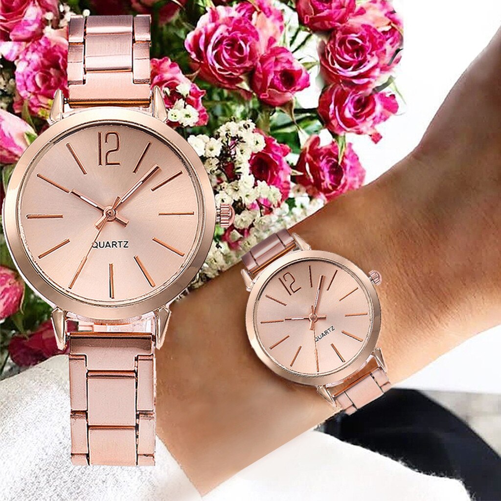 Vrouwen horloge klassieke Quartz horloge Stalen riem horloge Armband horloge Mode Vrouwen Casual Horloge Luxe Analoge Quartz Horloge YE1