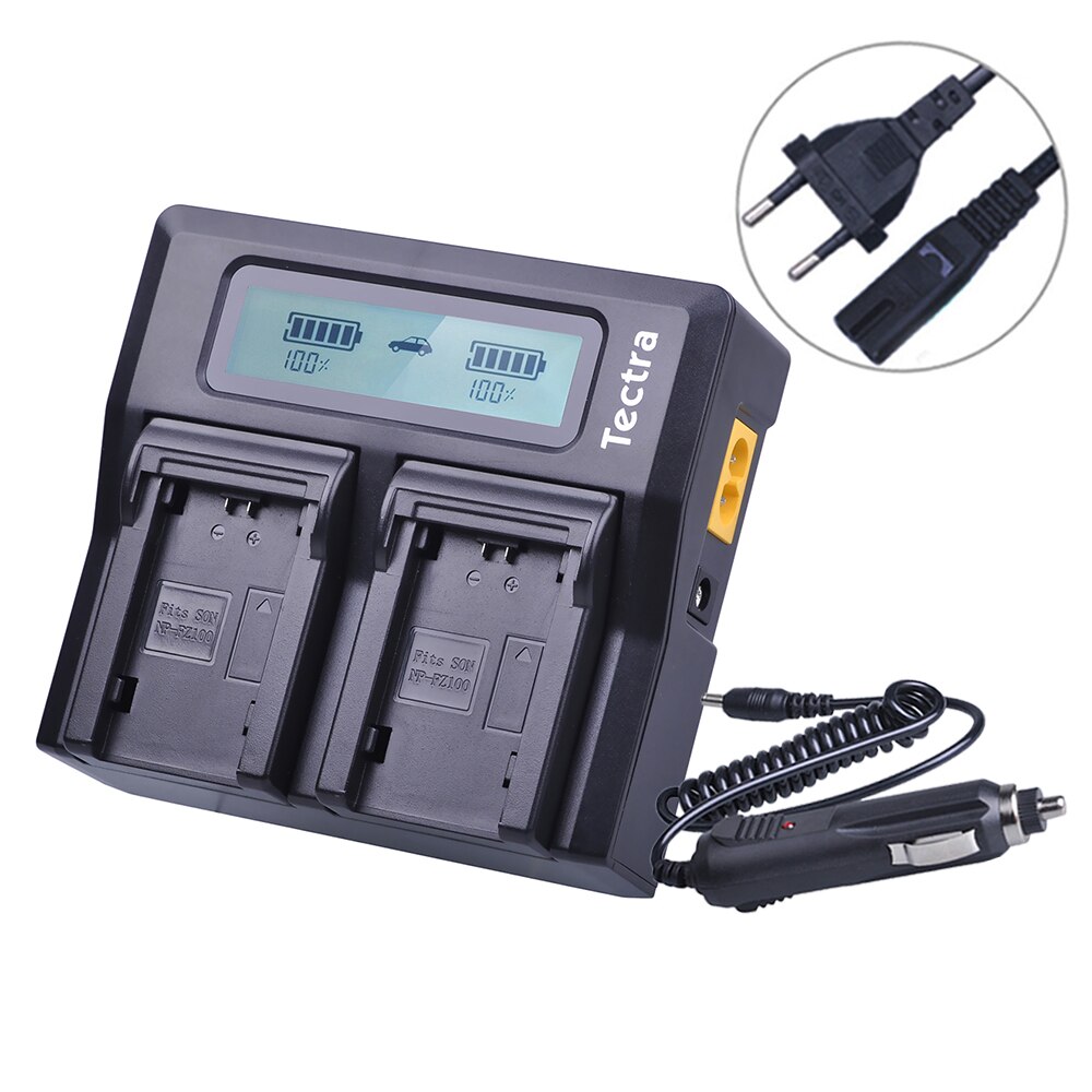 Tectra Np FZ100 NP-FZ100 NPFZ100 Ac Snelle Lcd Dual Charger Voor Sony ILCE-9, BC-QZ1, A7r3, A7RIII, ILCE-7RM3, A9R, 7RM3, Camera