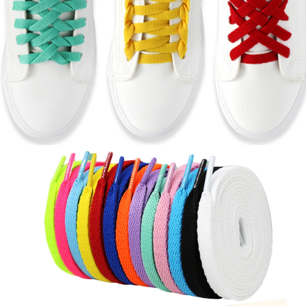 Kleurrijke Breed Van Platte Schoenveters Schoenveters Voor Sneakers Sportschoenen 24 Kleur 150Cm 1 Paar Gekleurde Wandelschoenen veters Strings