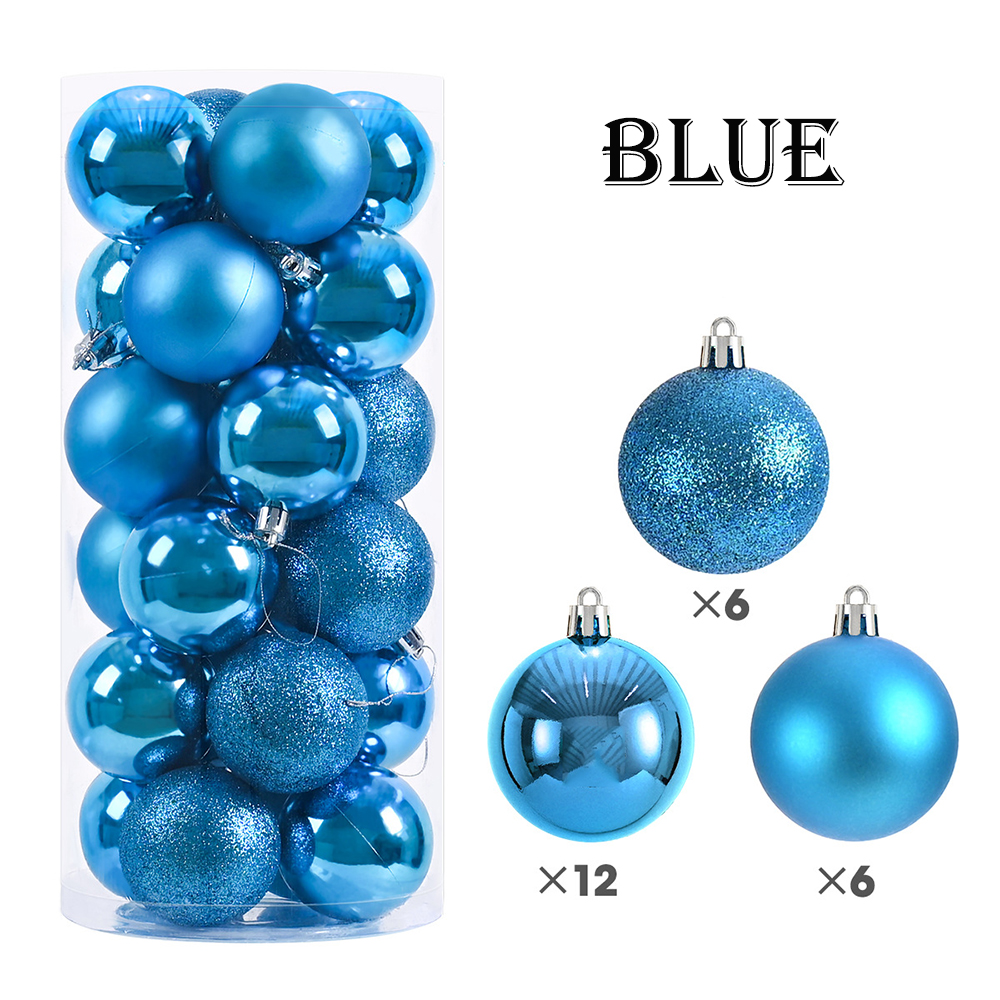 3/4cm 24 . røde grønne julekuler pynt jul juletrekuler dekorasjon hengende anheng ball år navidad dekor: Mintgrønn / 4cm