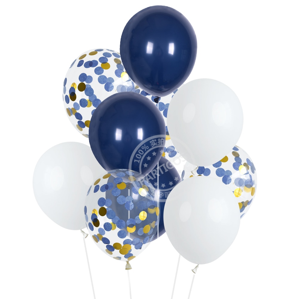12 stücke 12 zoll weiß Navy Blau Luftballons blau gold Konfetti Hochzeit Decor dark blau Ballon Geburtstag Party Dekorationen Kinder globos
