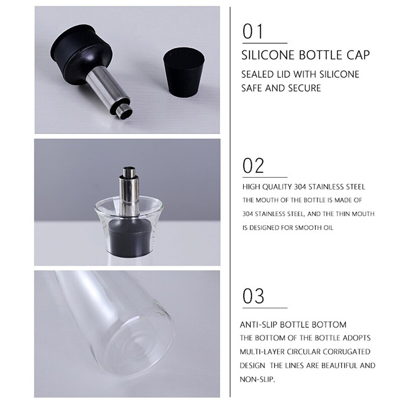 Cooking Seasoning Bottle Dispenser Sauce Bottle Glass Storage Bottles for Oil and Vinegar Kitchen Tools