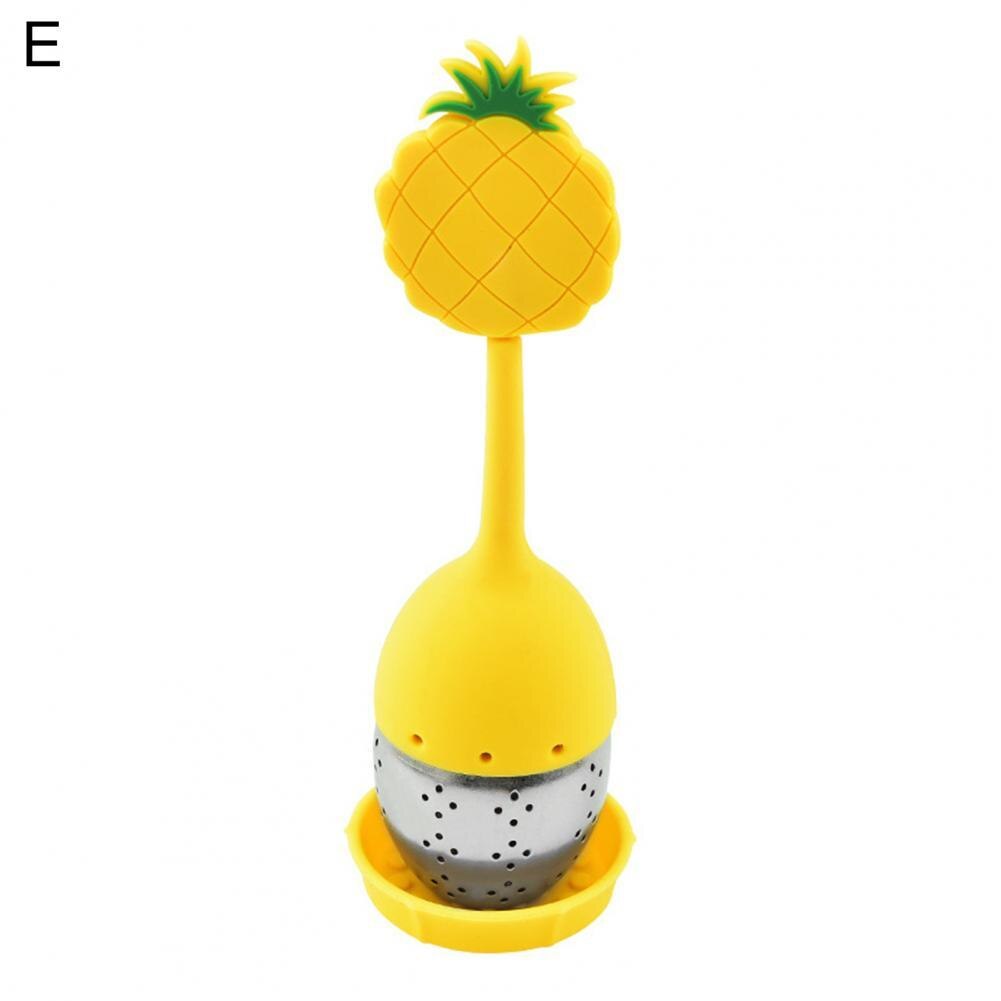 Infusor de té desmontable de silicona, filtro de aislamiento térmico, colador divertido de frutas y plantas, infusor de te: E