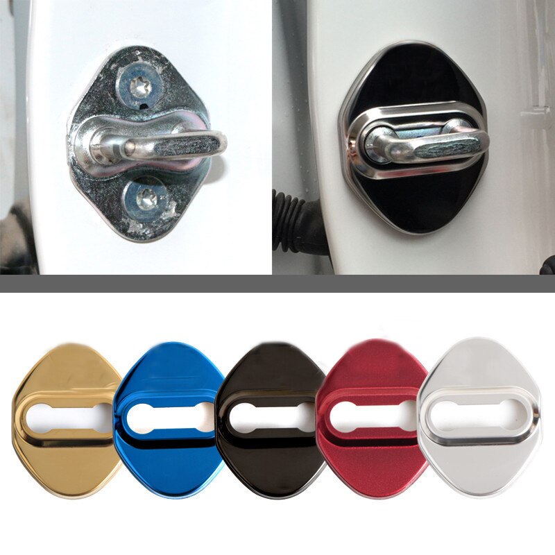 Door Lock Protective Cover For Toyota Honda door lock caps stainless steel lock cover car styling sticker 4PCS