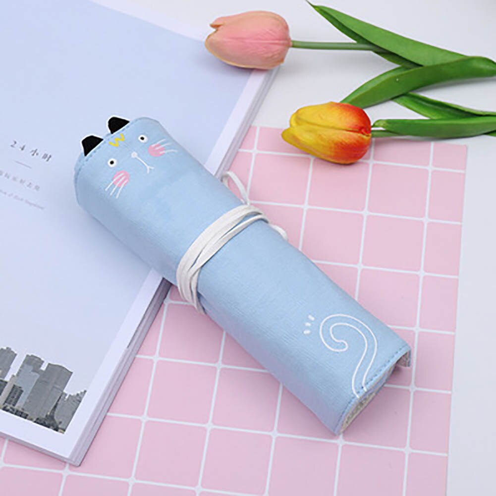 Canvas Roll Etui Student Pen Box Zak Stationery Potlood Tassen Opslag Pouch Materiaal Escolar Чехол Для Карандашей