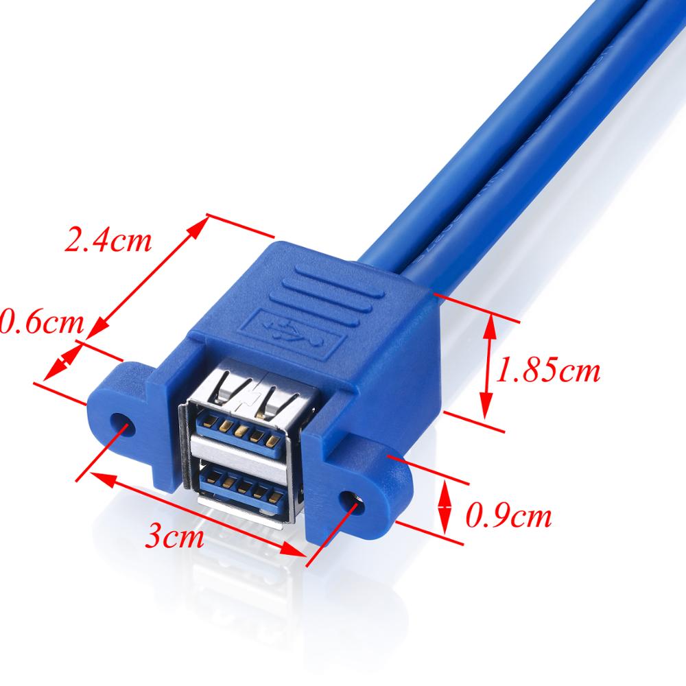 Lballist Dual USB3.0 Stecker auf Dual USB3.0 Weibliche USB 3.0 Verlängerung Kabel mit Schraube Tafel Montieren 50cm