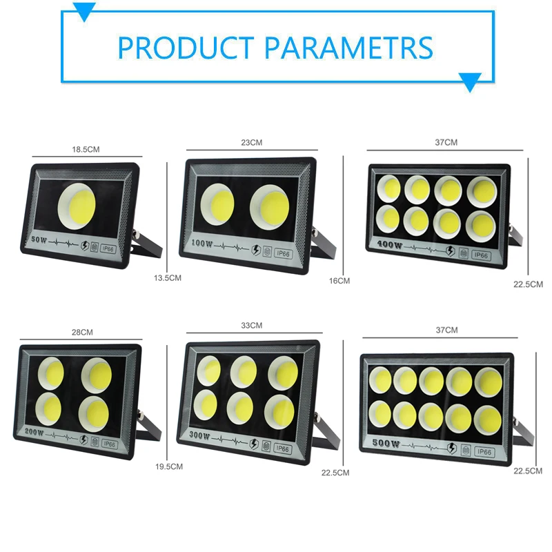 50/100/200/300/400/500w led-projektører,  ac 175-265v udendørs vægprojektører, spotlight,  ip66 vandtætte led-gadelamper