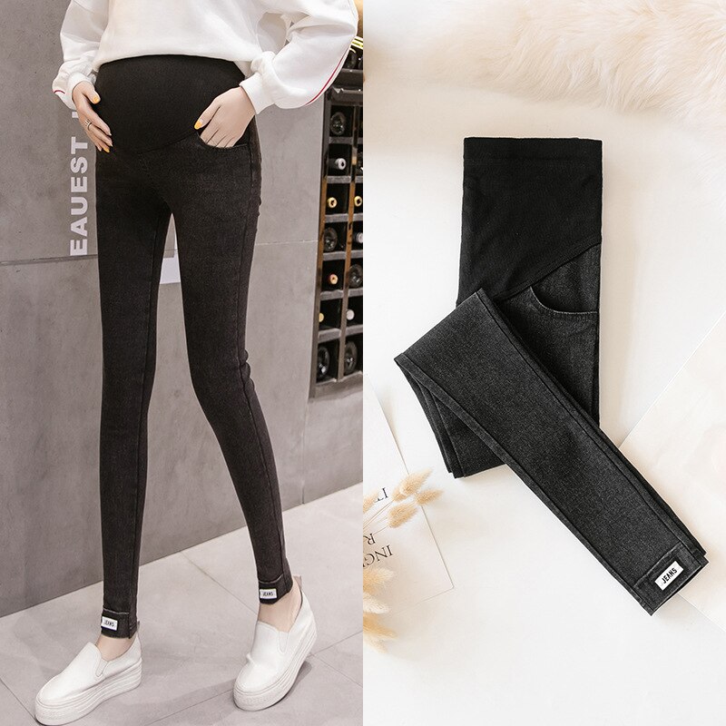 Skinny Jeans Maternity Pants Trousers For Pregnant Women Leggings Stretch Denim Pencil Pants Pregnancy Jeans Maternity Leggings: Black / M