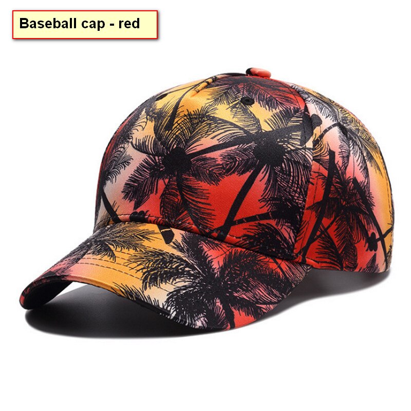 Casquette de plage à rabat en noix de coco pour hommes, pour en bord de mer, impression 3D, casquettes Hip Hop, Street Dancer, chapeau de danse: Baseball cap-Red