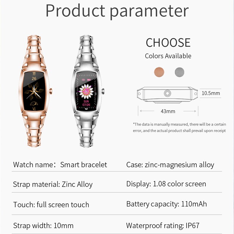 696 H8 Pro Women Bracelet Woman Bangles Gold Bracelets Blood Pressure Watch Fitness Activity Tracker H8 Bracelet Band H1