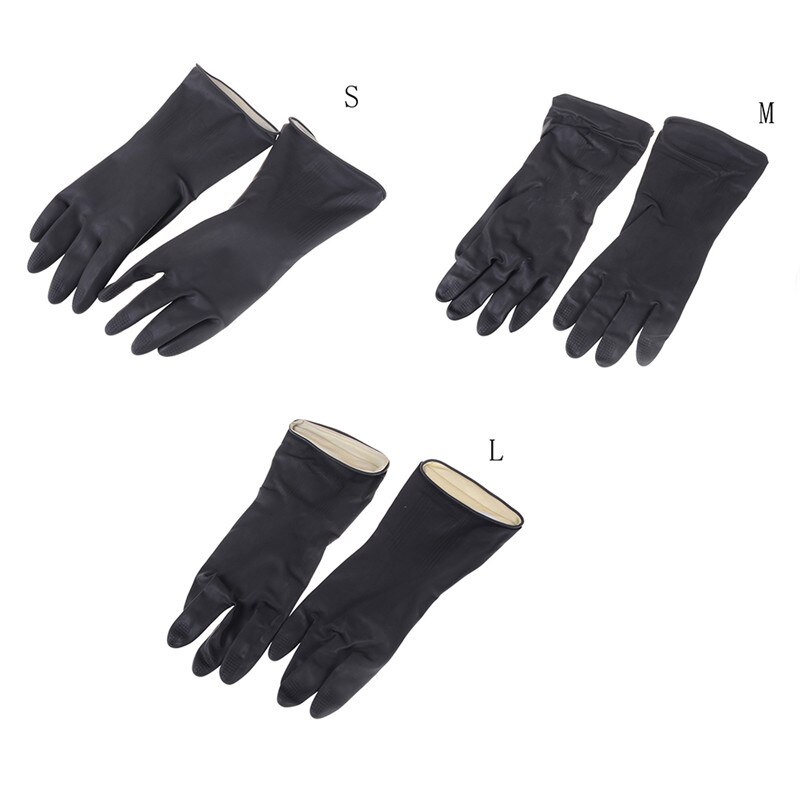 1 Paar Black Natural Rubber Handschoenen Zuur Alkali Bestendig Chemische Gauntlet Met Klauwen Huishoudelijke Graven Handschoenen