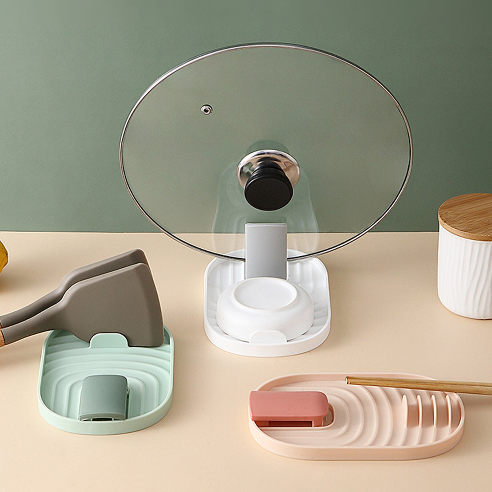 Household Cooking Spatula Mat Spoon Rest Pot Cover Storage Shelf Rack Lid Holder Kitchen Accessories Cooking Support Rack