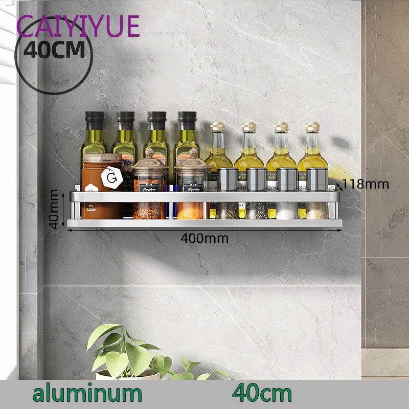 Kitchen rack wall-mounted multi-function punch-free Bathroom Shelf Accessories Wall Mount Shower Shampoo Storage Shelves: 40cm