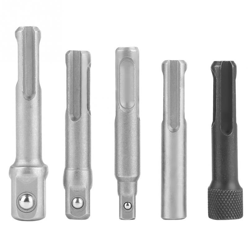 3Pc Sds Plus Steel Socket Adapter 2Pc Sds Socket Hexagonal Extension Electric Tool Accessories: Default Title