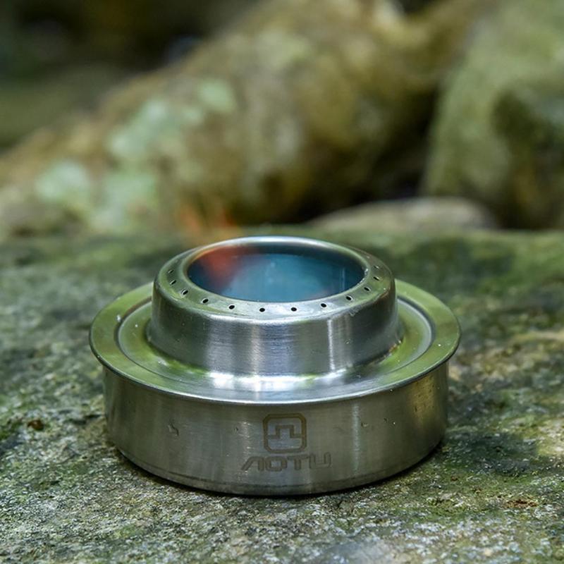 AOTU-Mini horno portátil de Alcohol sólido líquido, para exteriores, senderismo, Camping, estufa de Gas a prueba de viento, utensilios de cocina para Picnic