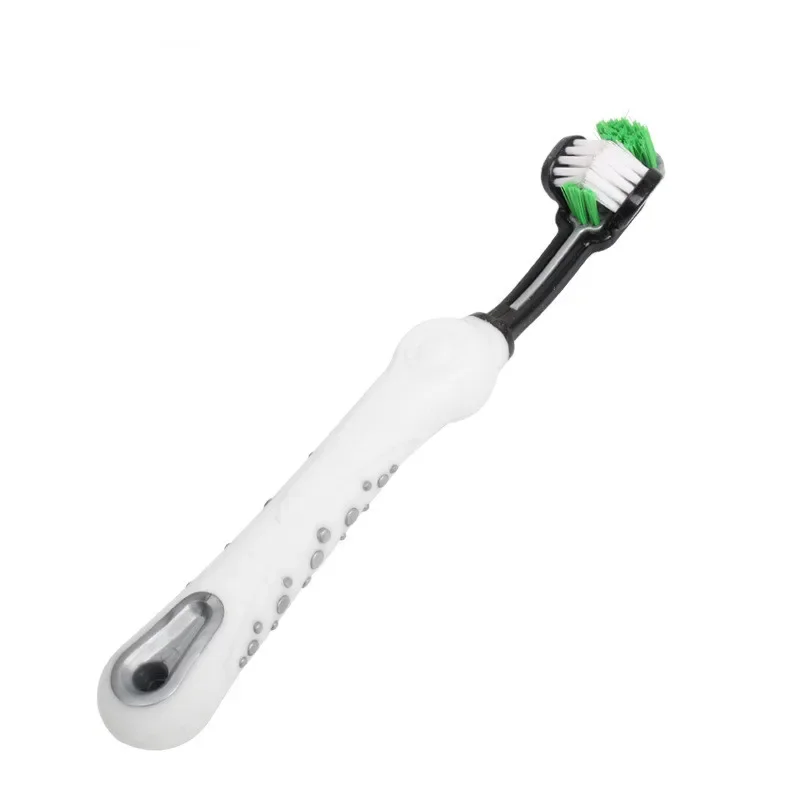 Cepillo de dientes de tres caras para mascotas, cepillo de dientes multiángulo de tres cabezales, cepillo de limpieza para perros y gatos, herramienta para el cuidado de los dientes con mal aliento Т®kıы: SCARLET
