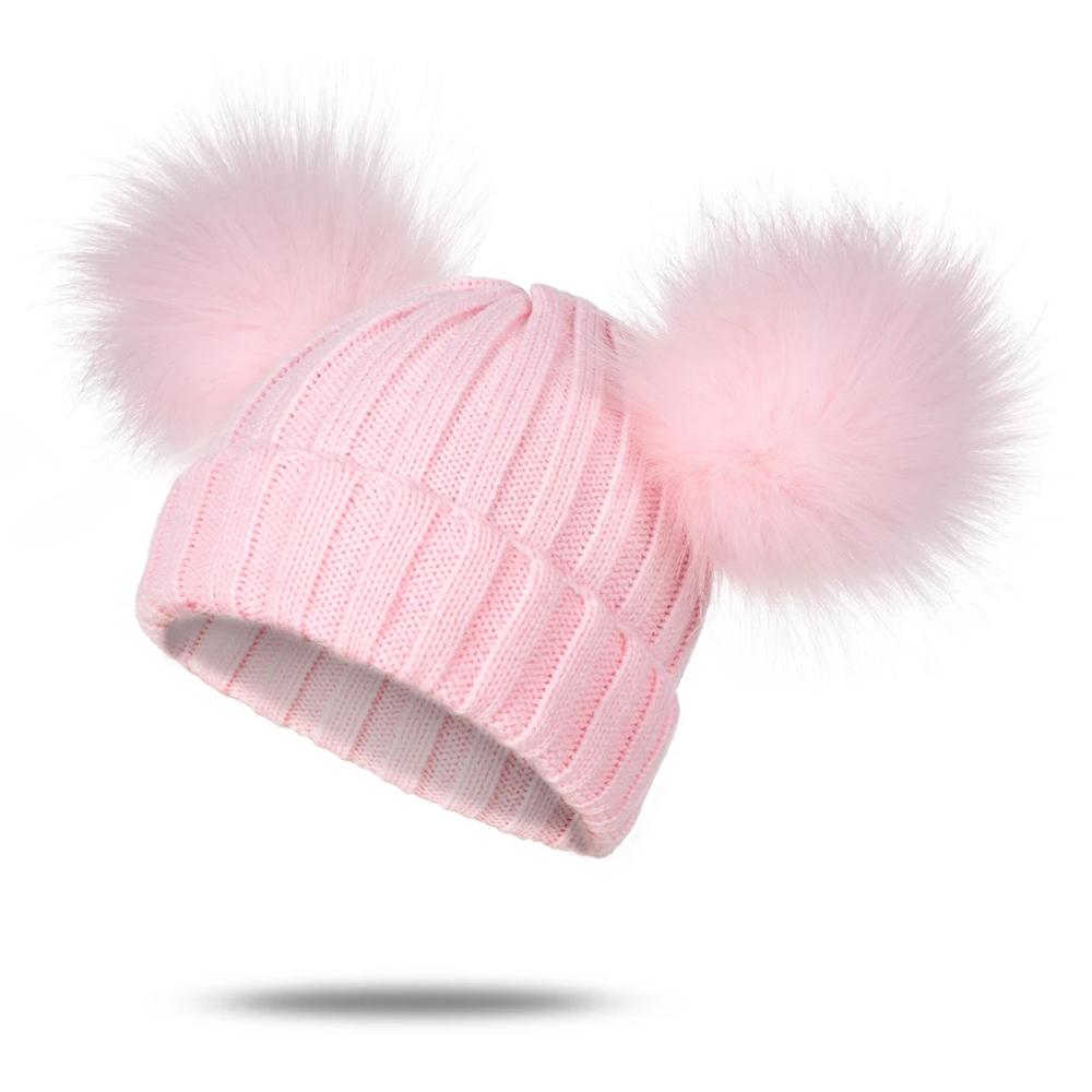 Reakids Winter Baby Meisjes Hoed Leuke Warme Solid Kinderen Pompom Hoed Gebreide Katoenen Muts Voor Kinderen