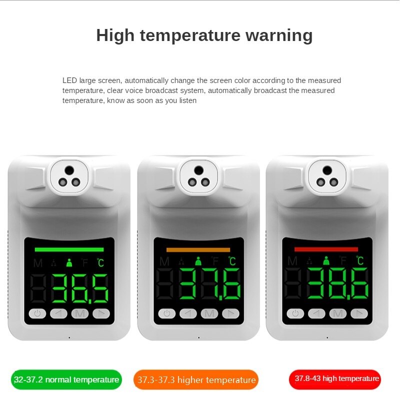 K3Pro Updated Forehead Digital Infrared Thermometer Non-Contact Wall-Mounted Fixed Electronic Voice Thermometer for Store Office