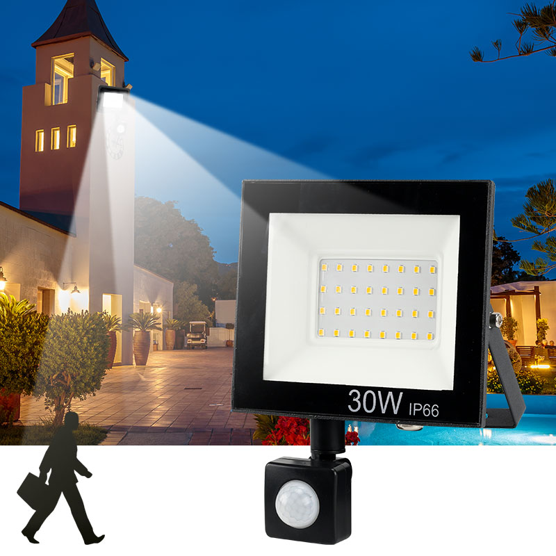 Motion Sensor LED Schijnwerper 10W 30W 50W Waterdichte PIR Schijnwerper 220V 240V Outdoor Wandlamp flood Light Spotlight