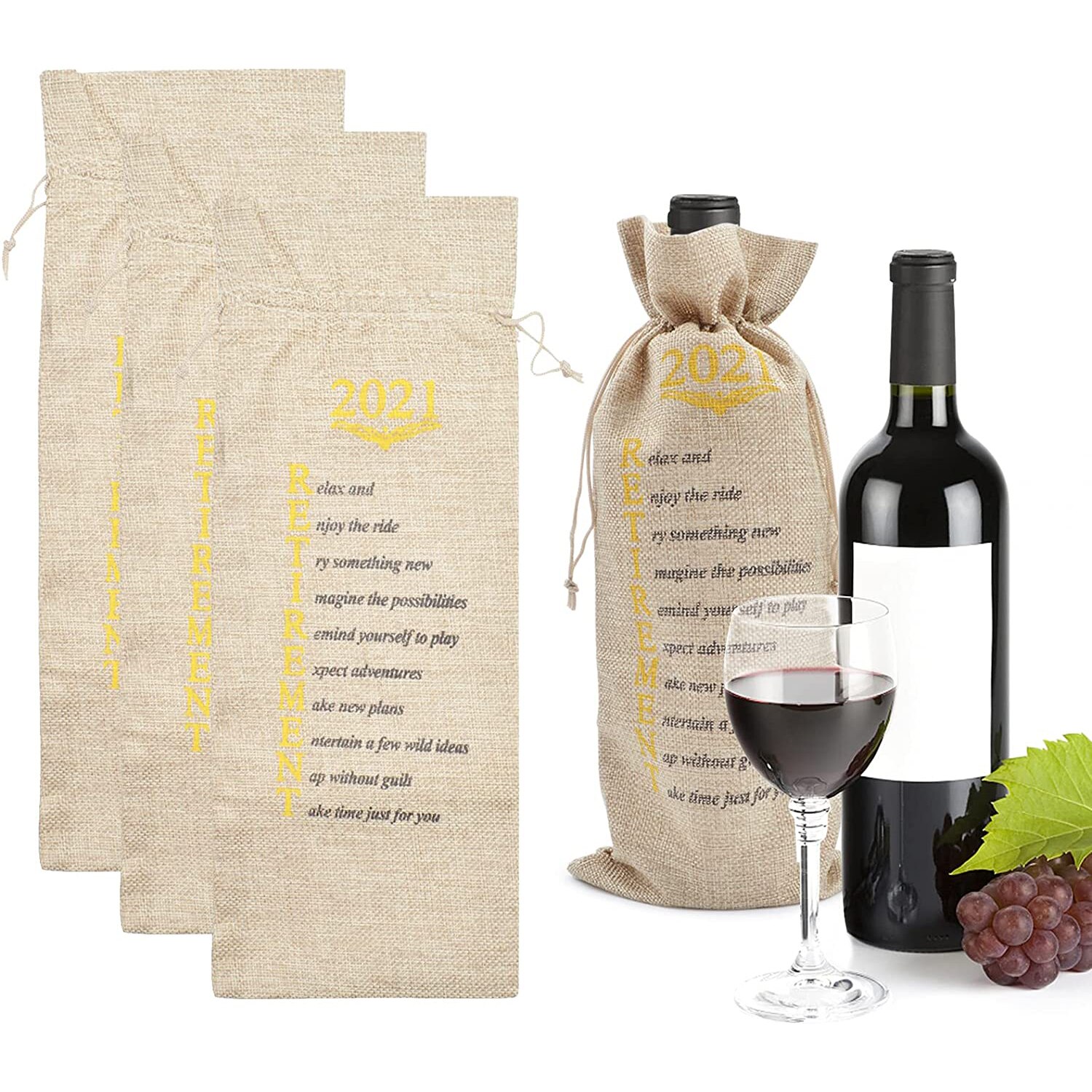 4Stck Burlap Wein Taschen mit Kordelzug, Wein Taschen , Einzelnen Wiederverwendbare Flasche Taschen Perfekte für Reise, hochzeit, Geburtstag, Party