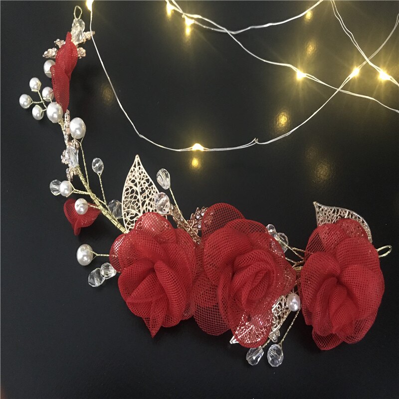 Diadema de flores azul Aqua hecha a mano, diadema de perlas para boda, diademas para desfile nupcial, accesorios para la cabeza para mujeres, Tiaras de joyería