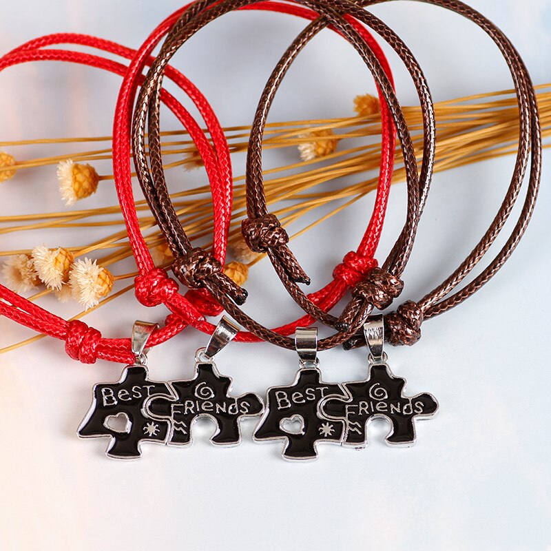 2020 moda ajustável trançado casal pulseira 2-piece conjunto melhor amigo criativo corda de couro valentine pulseira de jóias